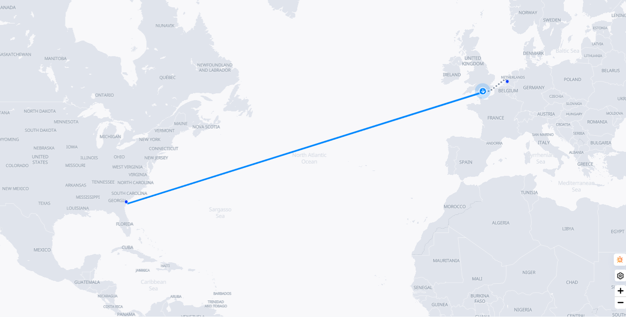Mapa trasy transportu pojazdu